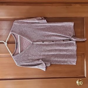 Really cute shirt with tie front and ruffled sleeves